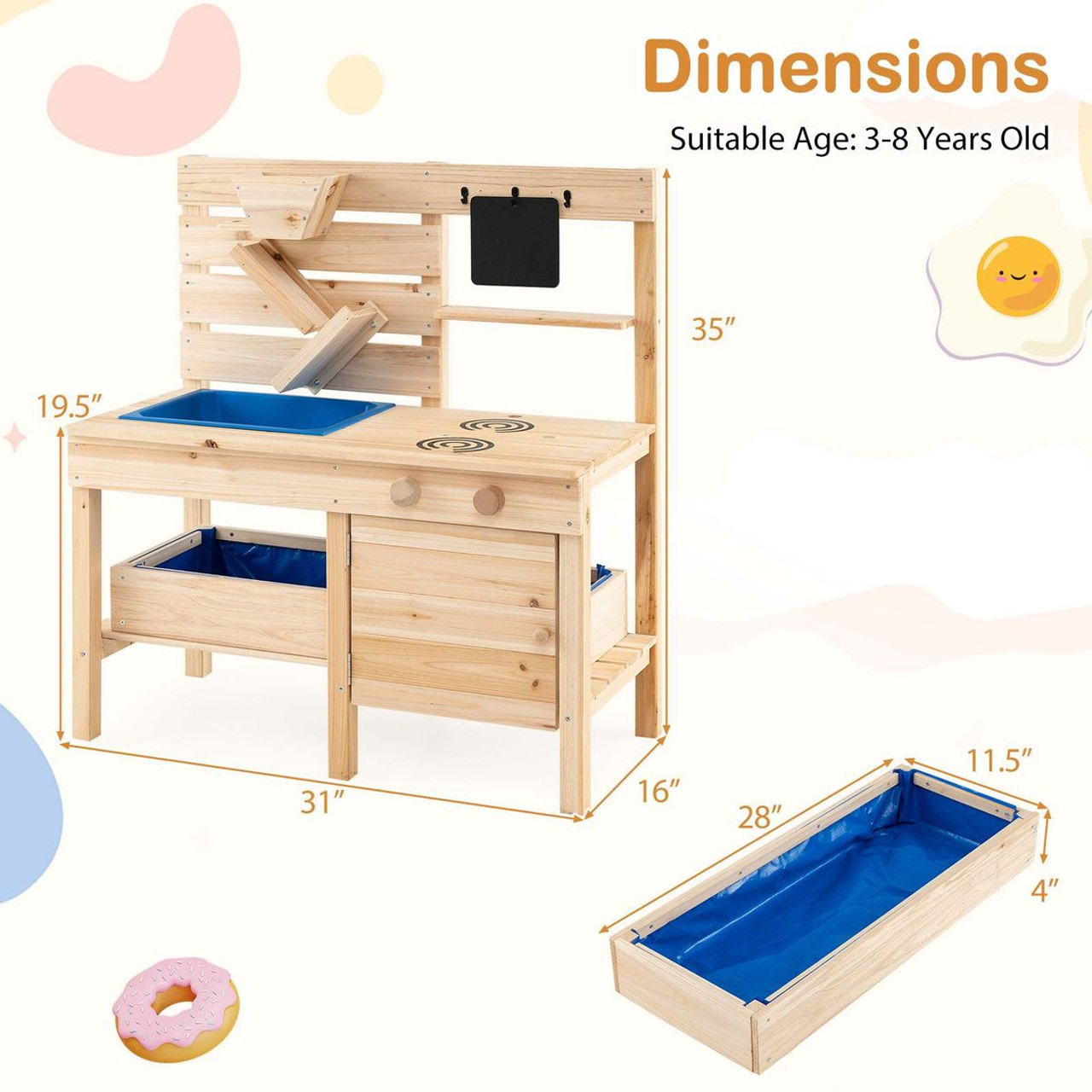 Kids Mud Kitchen with Detachable Sandbox product image