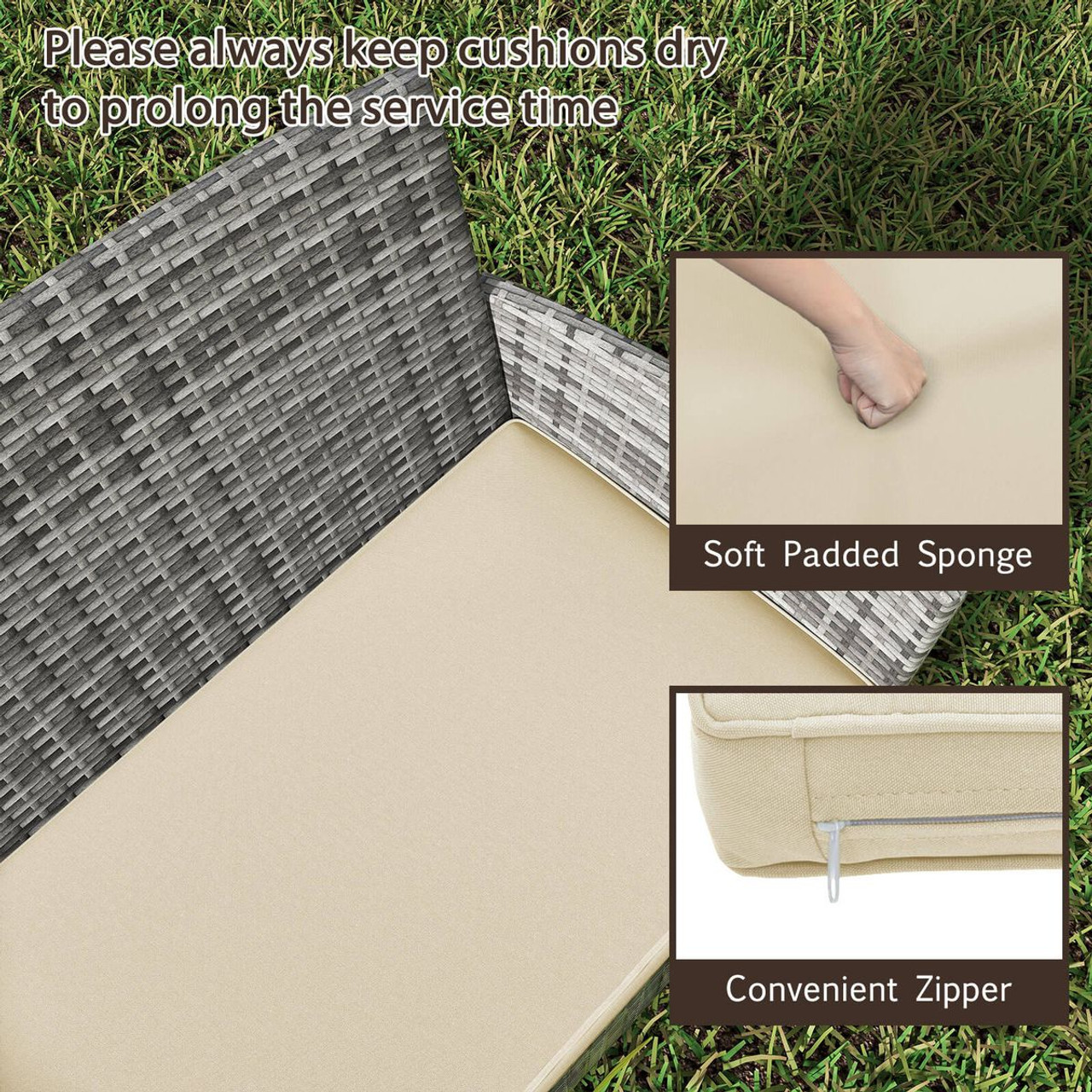 4-Piece Patio Furniture Set with Tempered Glass Coffee Table  product image