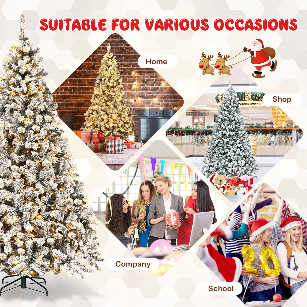 Prelit 7.5ft Snowy Christmas Tree with 450 LED Lights product image