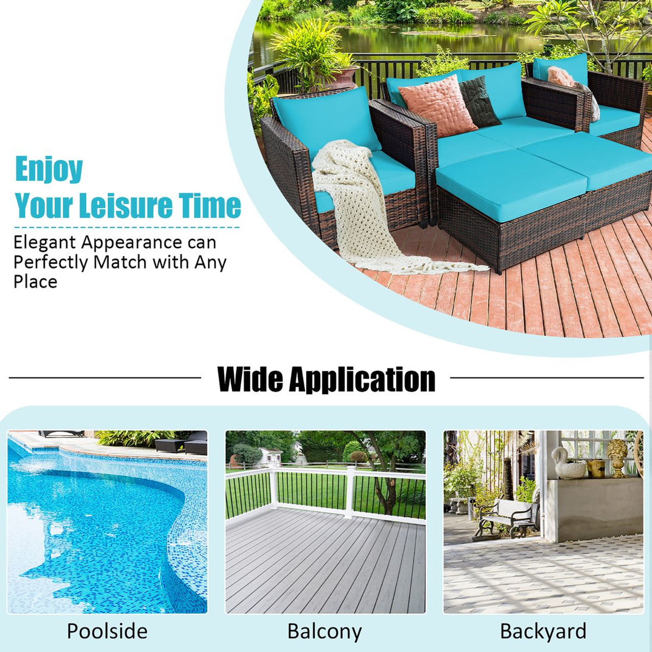 Rattan 5-Piece Cushioned Patio Set product image Rattan 5-Piece Cushioned Patio Set product image