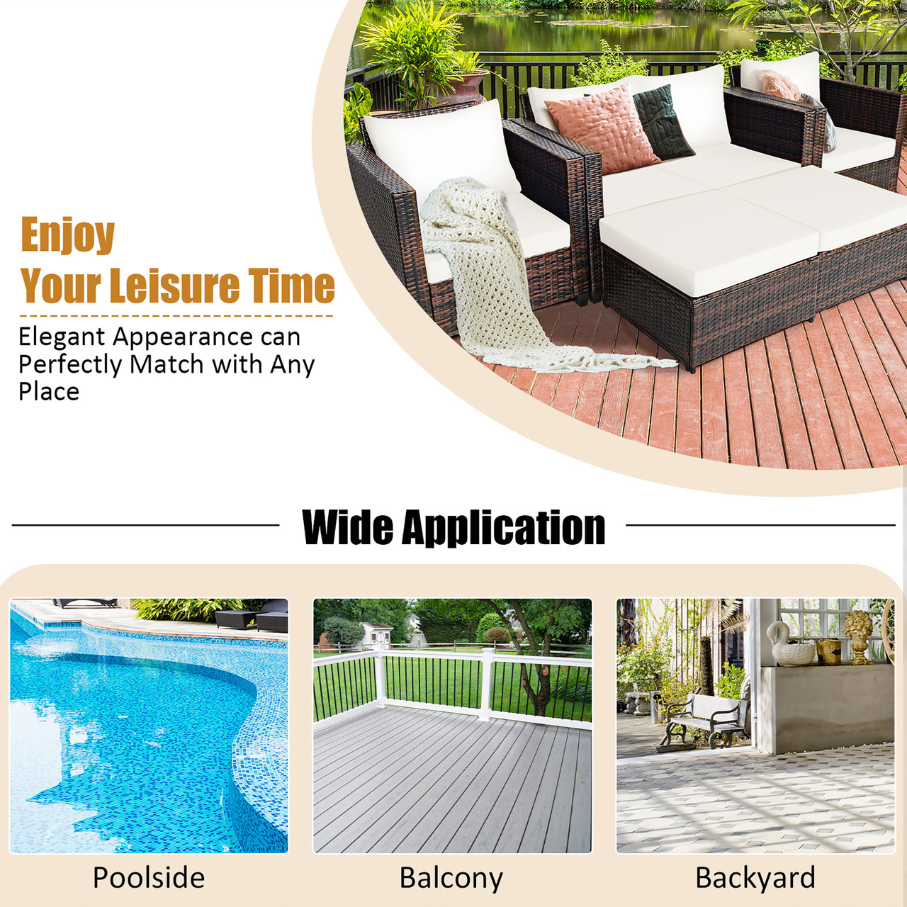 Rattan 5-Piece Cushioned Patio Set product image Rattan 5-Piece Cushioned Patio Set product image