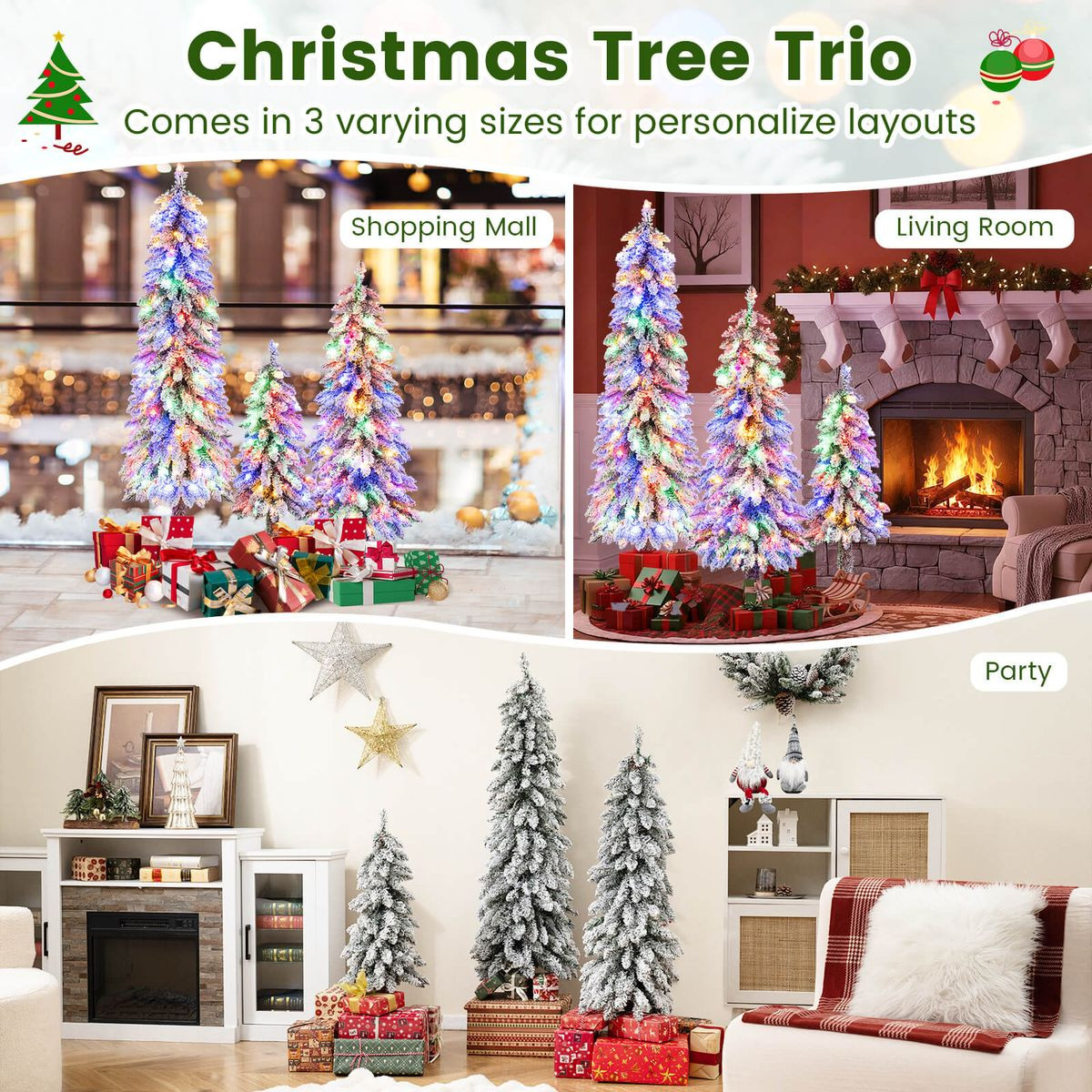3-, 4-, and 5-foot Artificial Christmas Tree Set product image