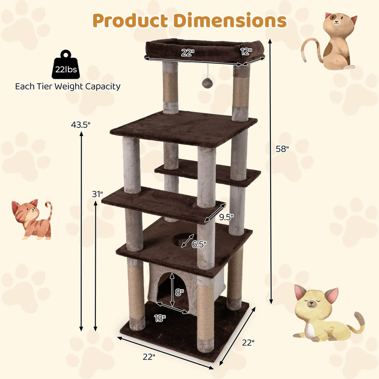 58" Large Multi-level Cat Tree product image