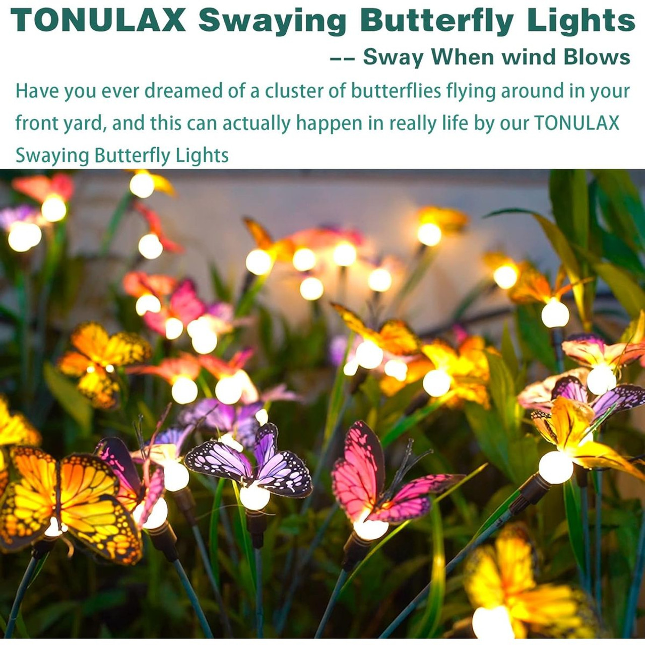 Outdoor Solar Swaying Butterfly Garden Lights (4-Pack) product image