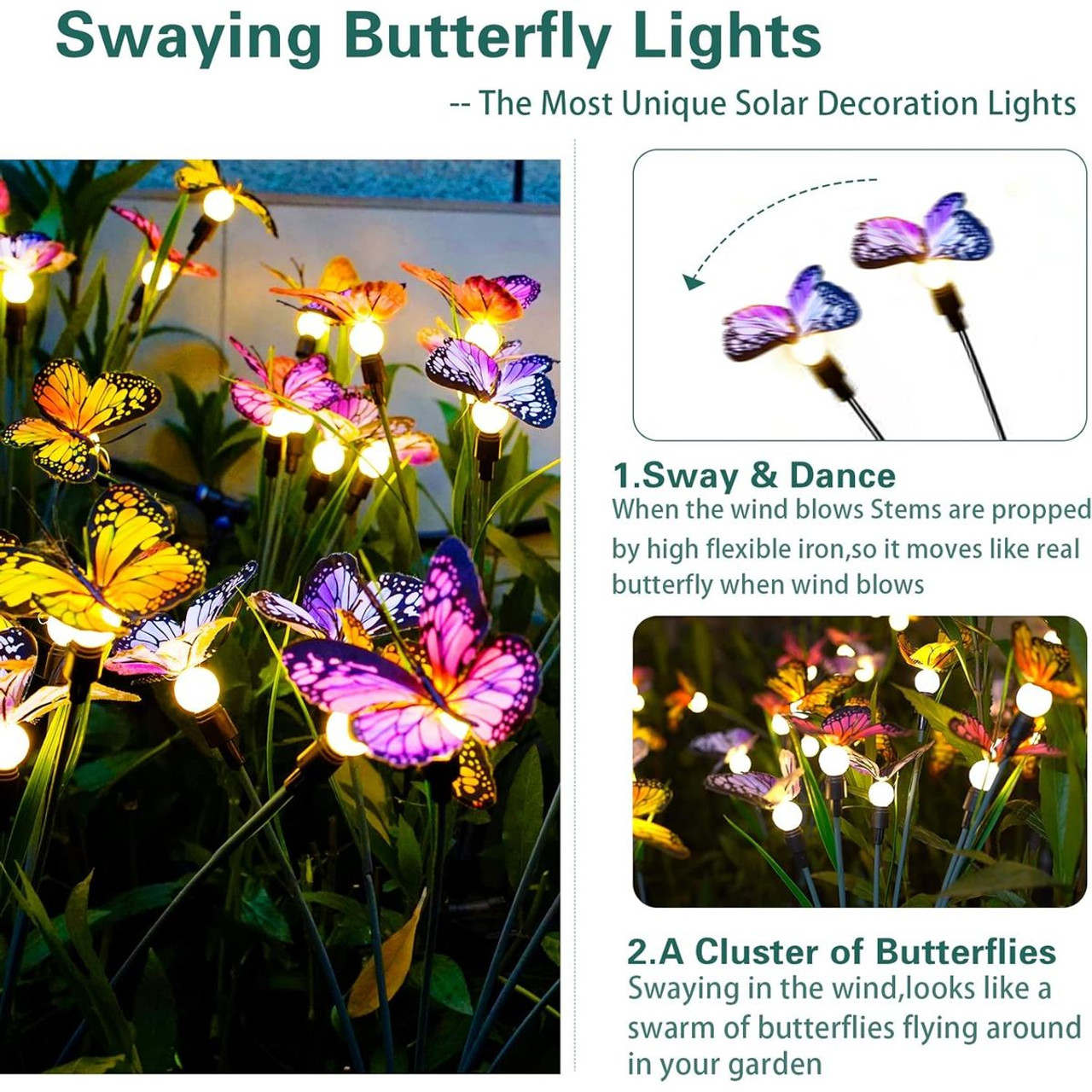 Outdoor Solar Swaying Butterfly Garden Lights (4-Pack) product image