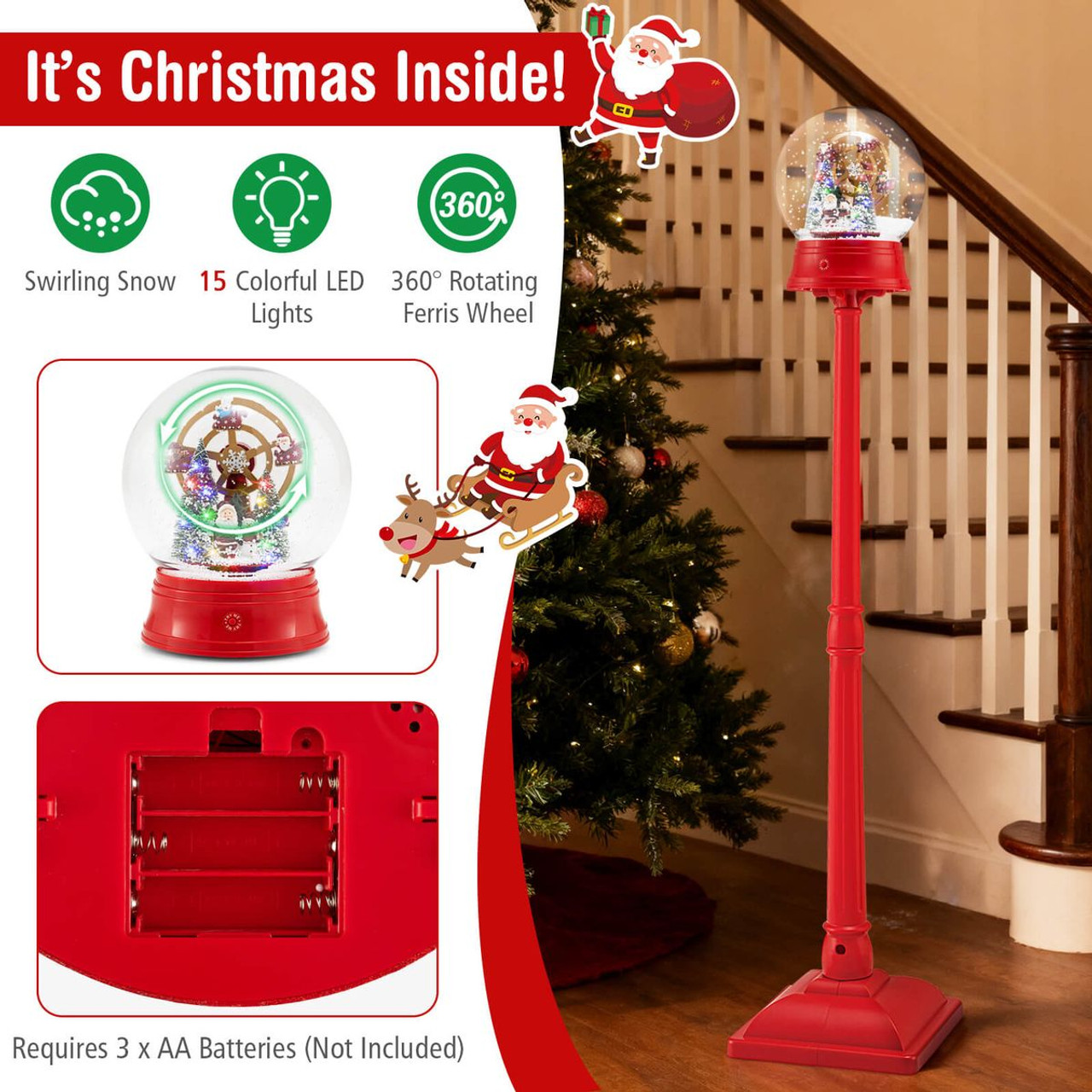 5-foot Lighted Musical Snow Globe Street Lamp product image 5-foot Lighted Musical Snow Globe Street Lamp product image