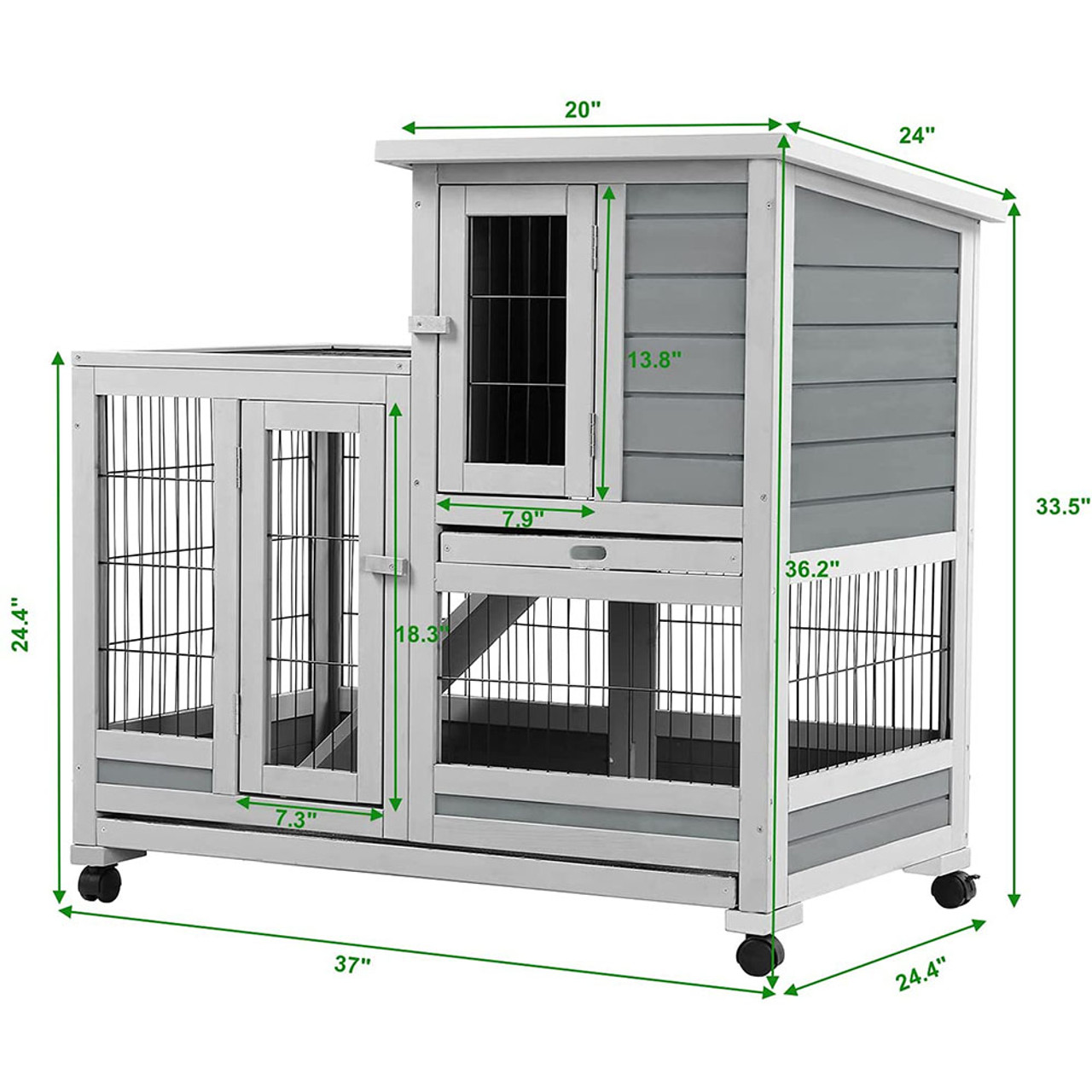 Gray and White Rolling Indoor/Outdoor Rabbit Hutch product image