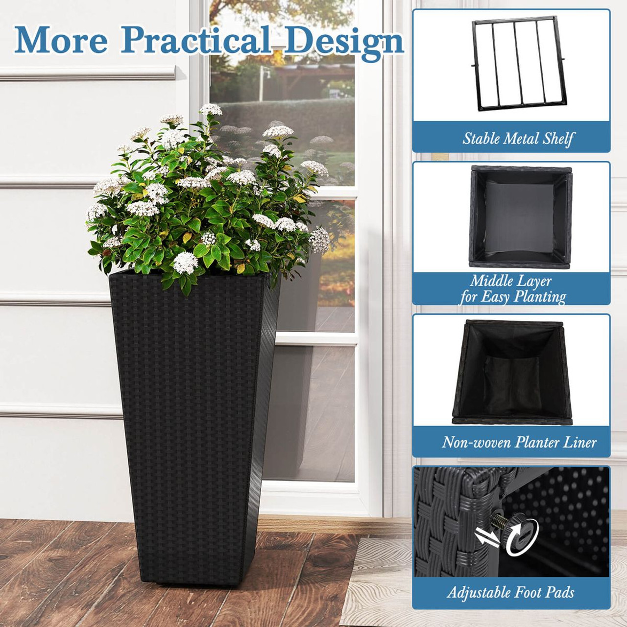 30" Tall Modern Planter Set (2-Pack) product image