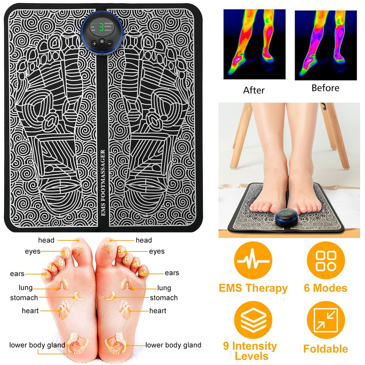 Rechargeable Electric EMS Foot Massager with 6 Modes product image