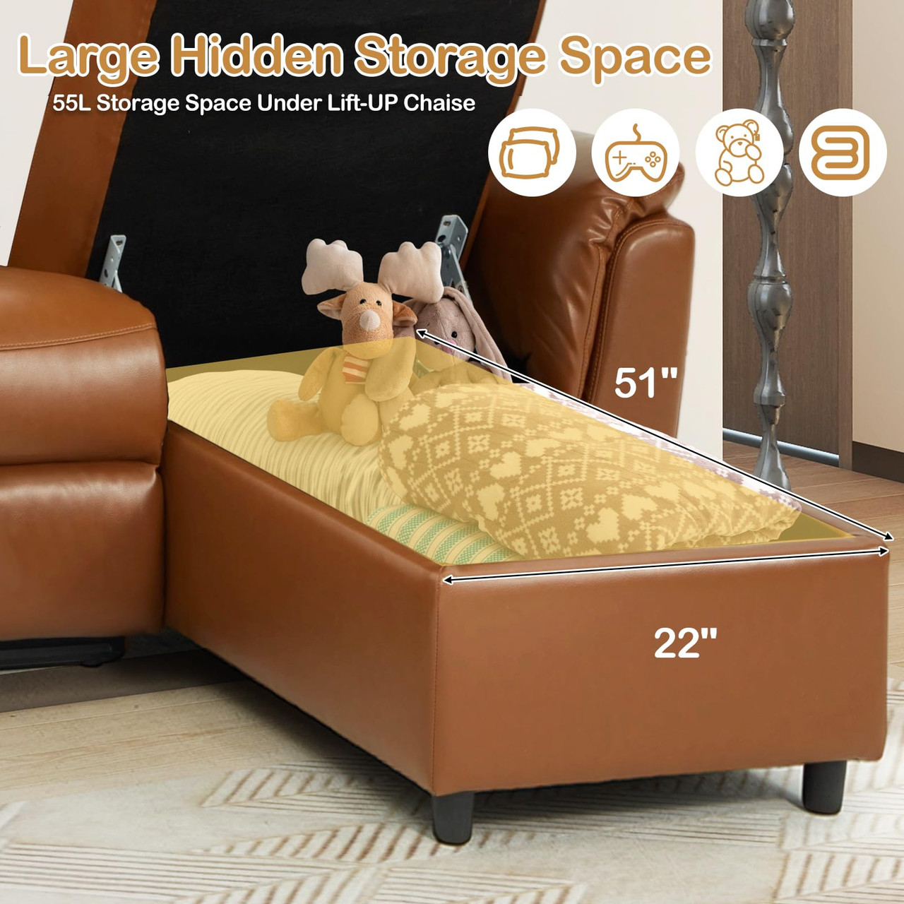 Power Reclining Sectional Sofa with Hidden Storage product image