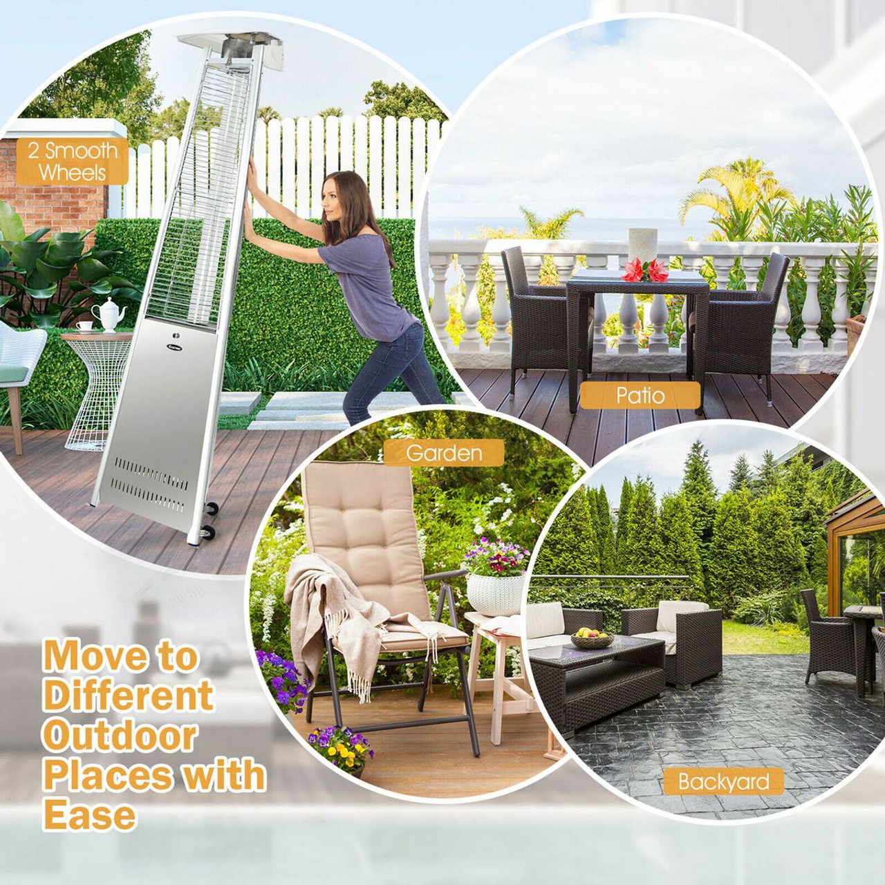 42,000 BTU Stainless Steel Pyramid Patio Heater  product image