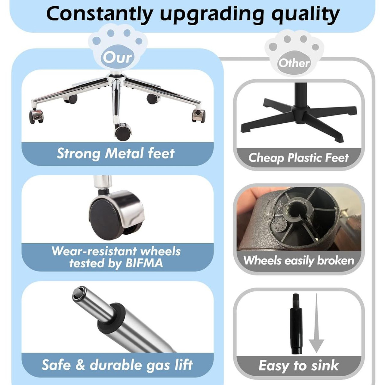Vanity Chair with Wheels and Adjustable Height product image