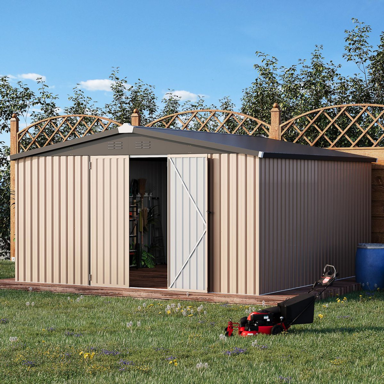 12' x 12' Outdoor Storage Shed with Lockable Doors product image