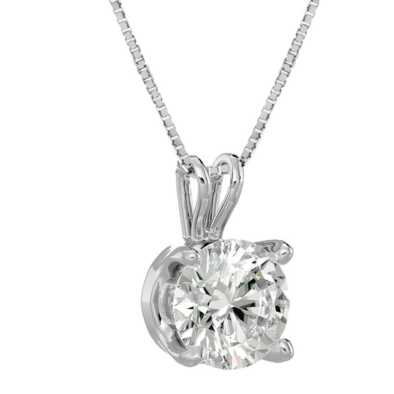 2-Carat Round Brilliant Moissanite Necklace in 14K Gold product image