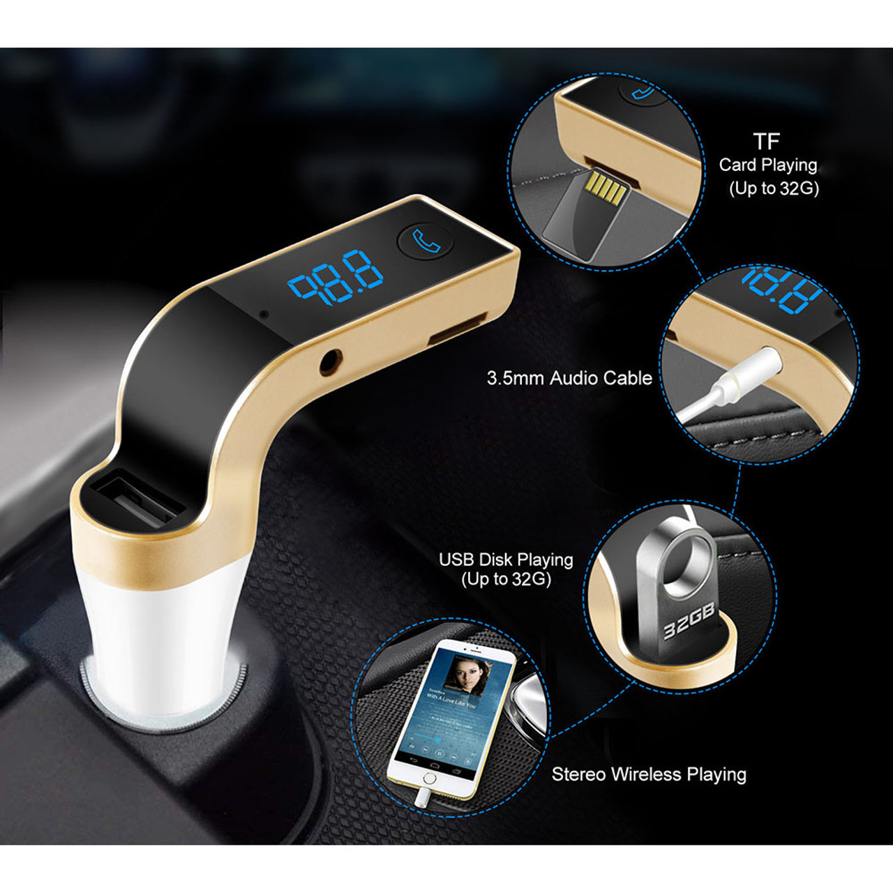 Wireless Car Bluetooth FM Transmitter product image