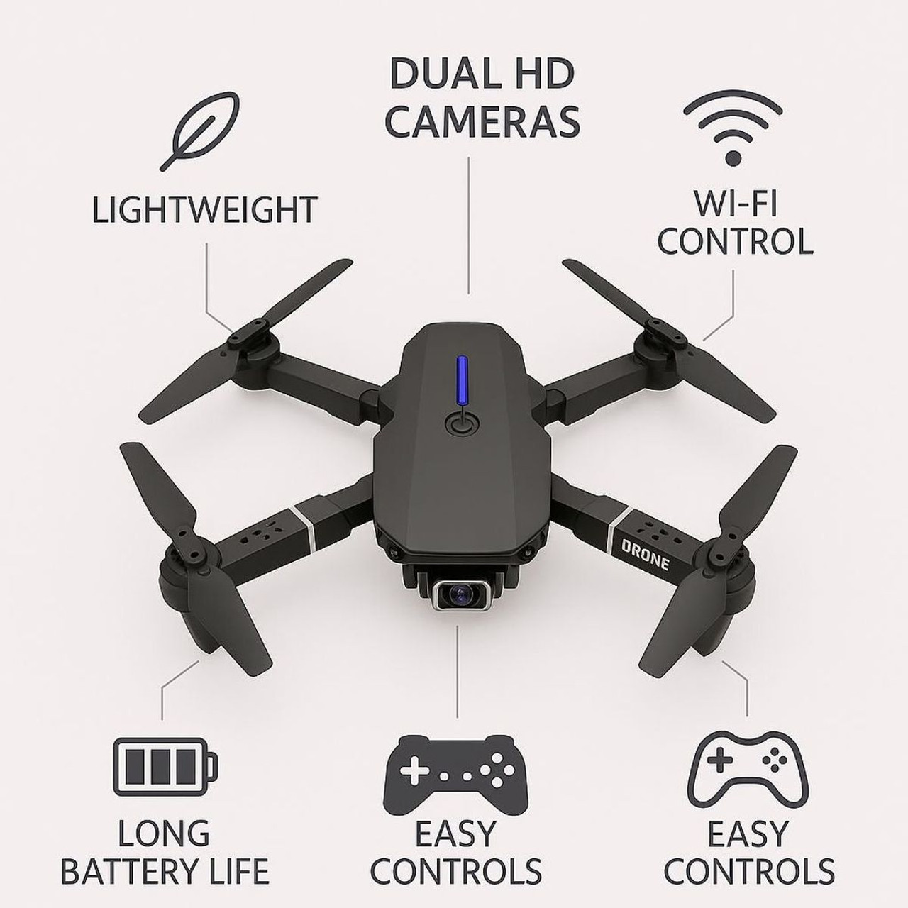 Foldable Dual Camera Drone with Remote Control product image
