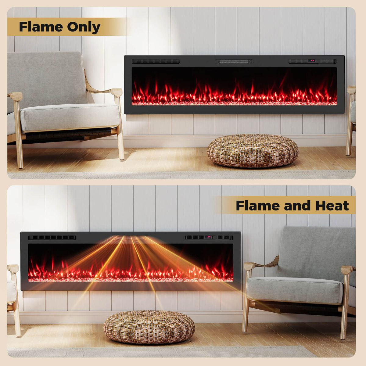 68” Smart Electric Fireplace with Adjustable Heat Settings  product image