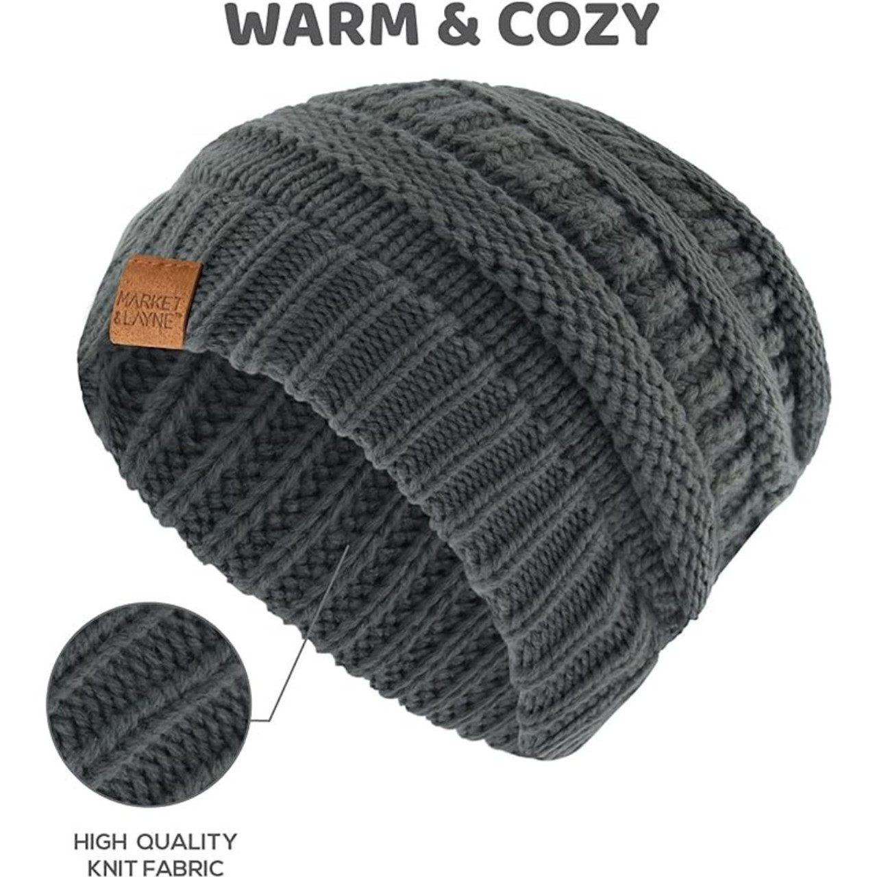 Market & Layne Thick Chunky Knit Beanies (3-Pack) product image