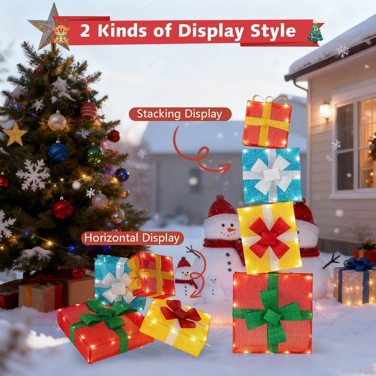 4FT Stackable Holiday Present Boxes with LED Lights product image