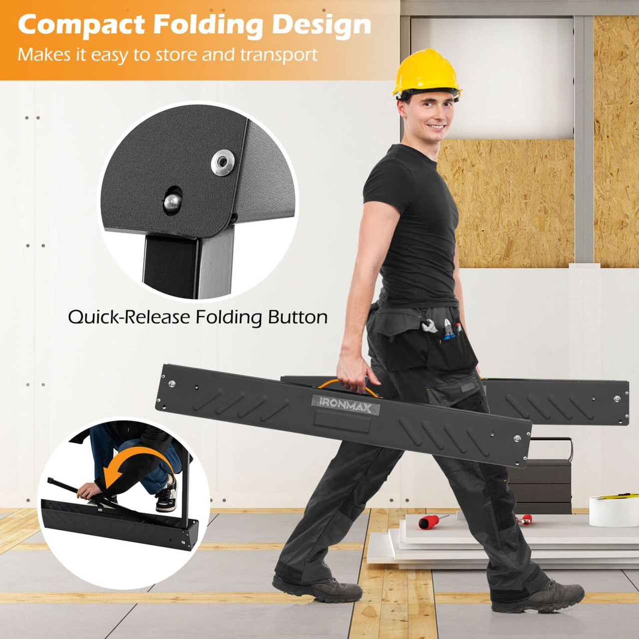 Ironmax Heavy-Duty Metal Sawhorses with 2x4 Supporting Arms (2-Pack) product image