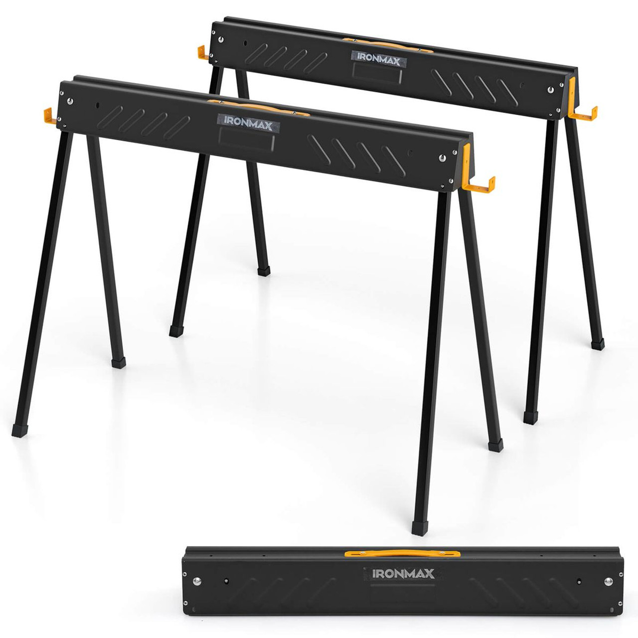 Ironmax Heavy-Duty Metal Sawhorses with 2x4 Supporting Arms (2-Pack) product image