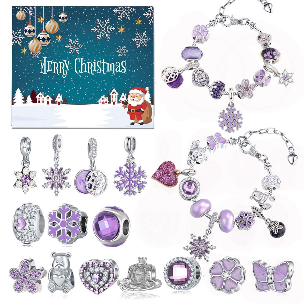 Charm Jewelry Bracelet Advent Calendar Christmas Countdown Calendar Christmas DIY Bracelets Making Kit Christmas Suprise Gift product image