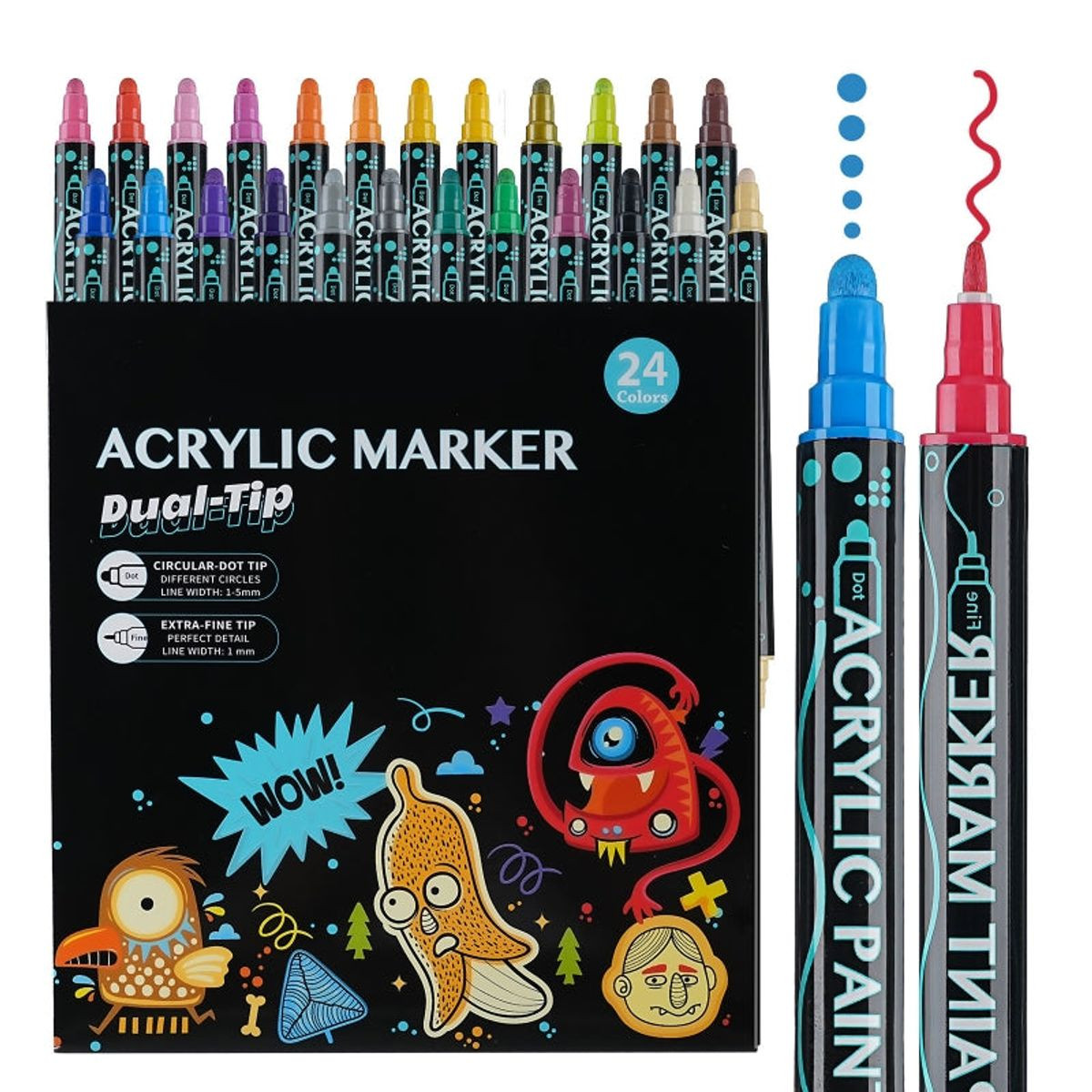Dual Tip Acrylic Paint Marker Pens (24 or 36 Count) product image