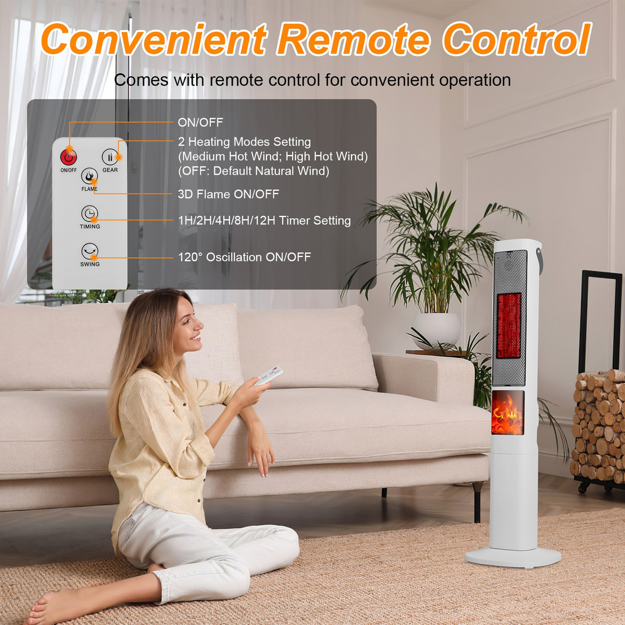 1500W 3D Flame Oscillating Space heater product image