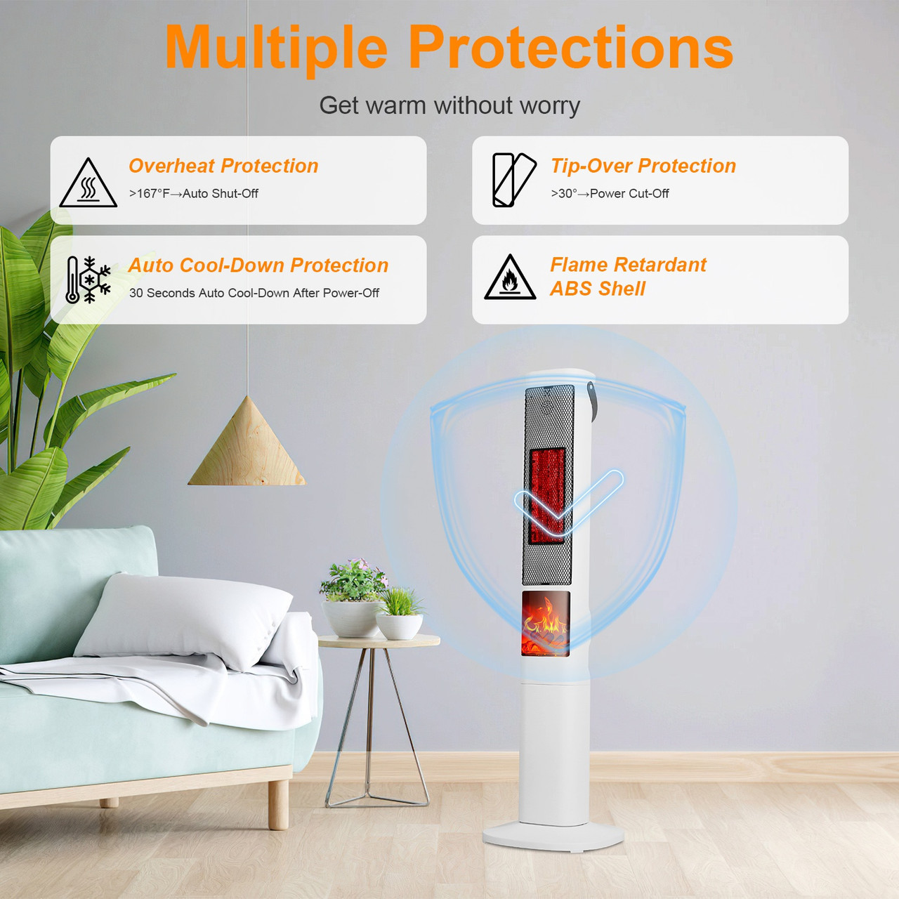1500W 3D Flame Oscillating Space heater product image