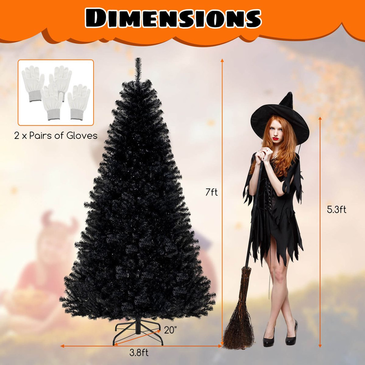 Halloween Tree with Black Branch Tips and Orange, Purple LED Lights product image