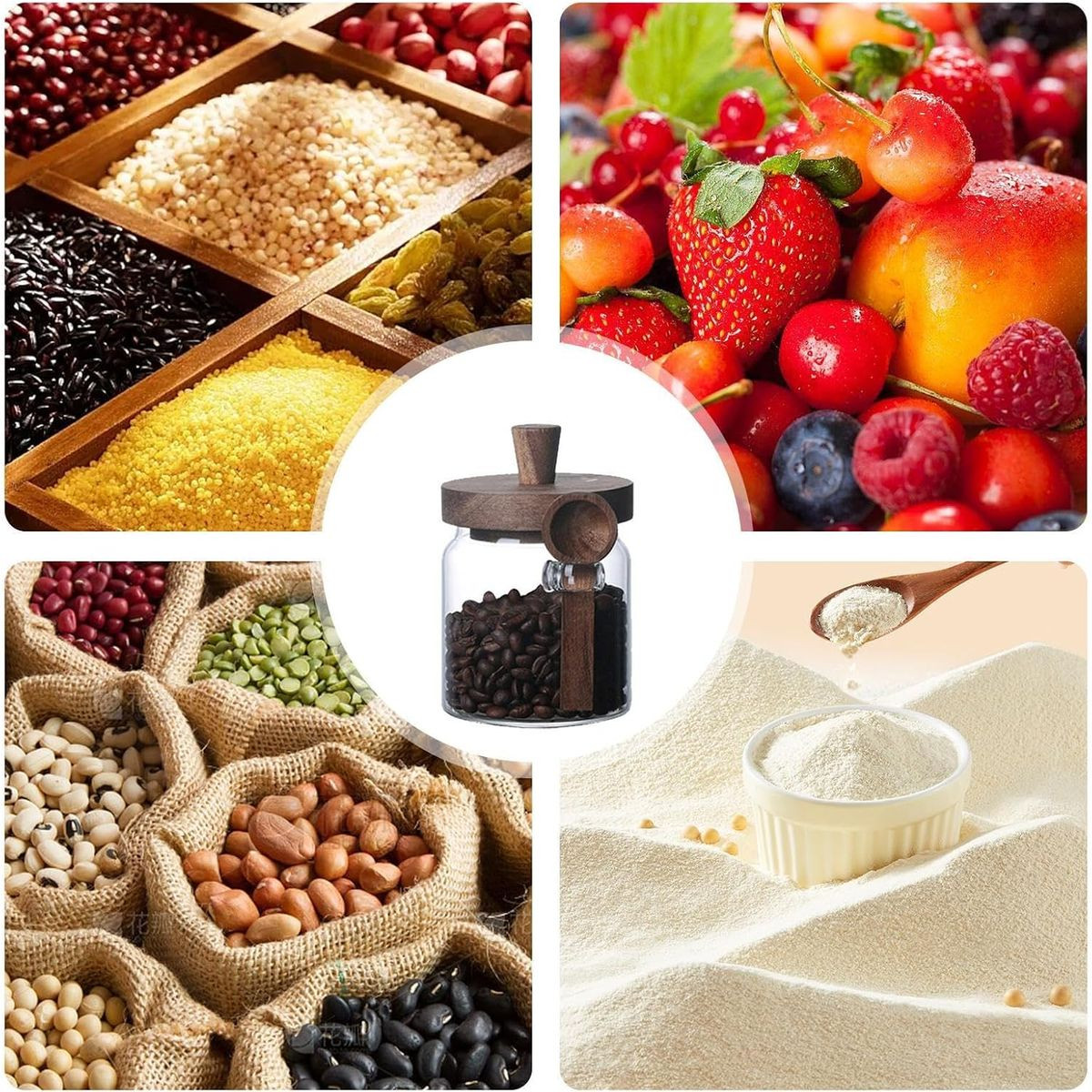 Glass Jars with Wooden Lids and Scoop (3-Pieces) product image