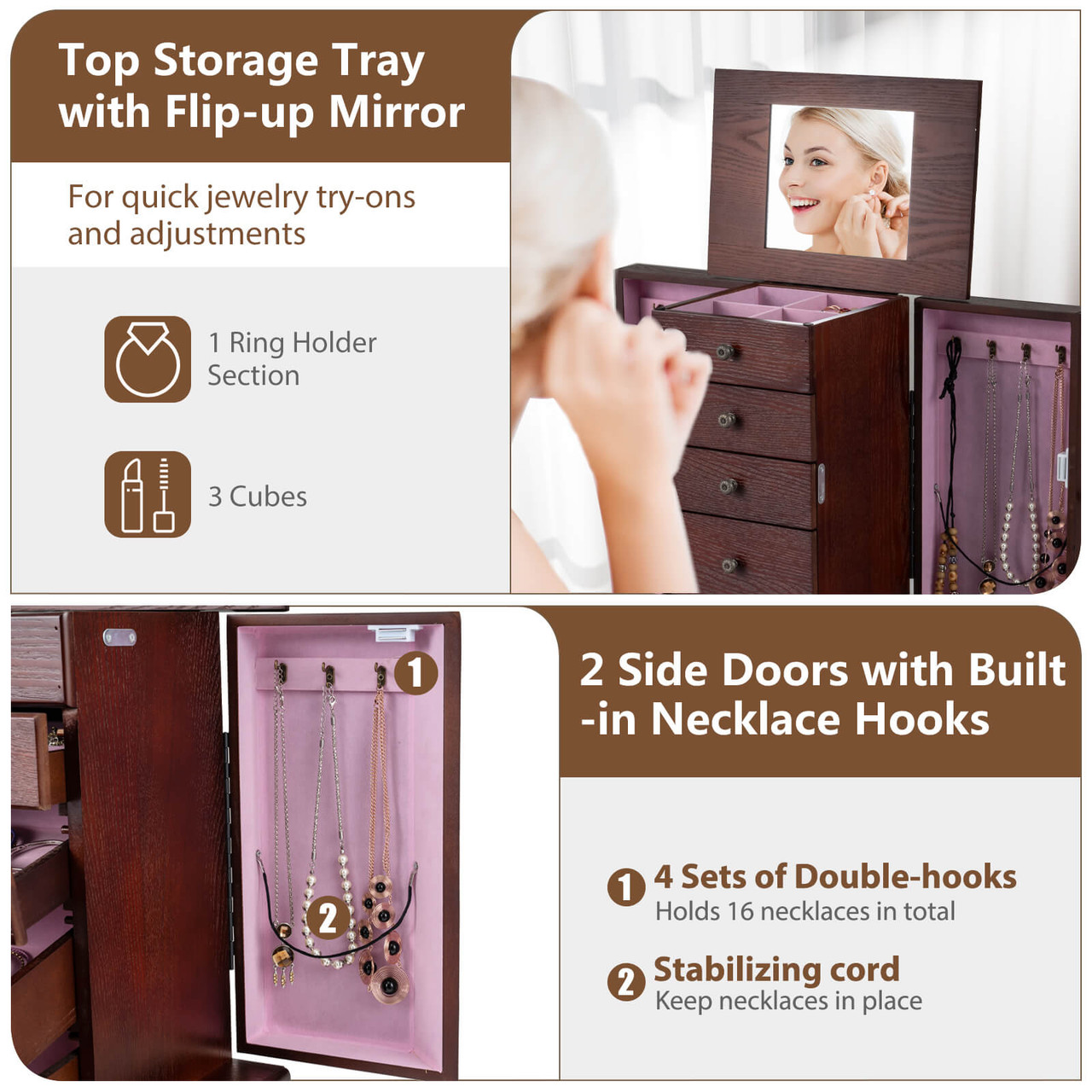 Standing Jewelry Organizer Armoire  product image