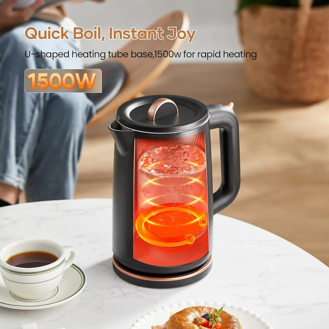 OLEGA 1500W 1.8L Stainless Steel Electric Kettle  product image