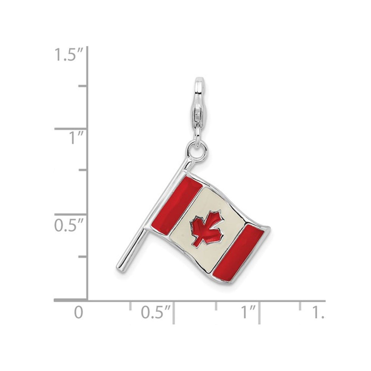 Sterling Silver Canadian Flag Pendant Charm (No Chain) product image
