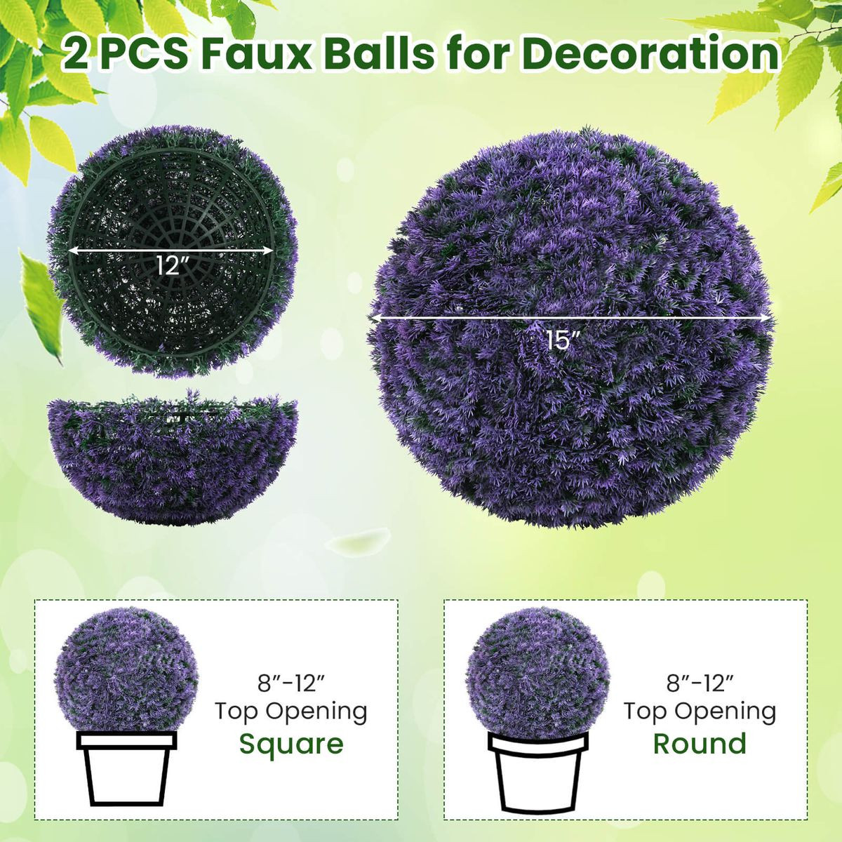 15" Artificial Boxwood Plant Topiary Ball Set  product image