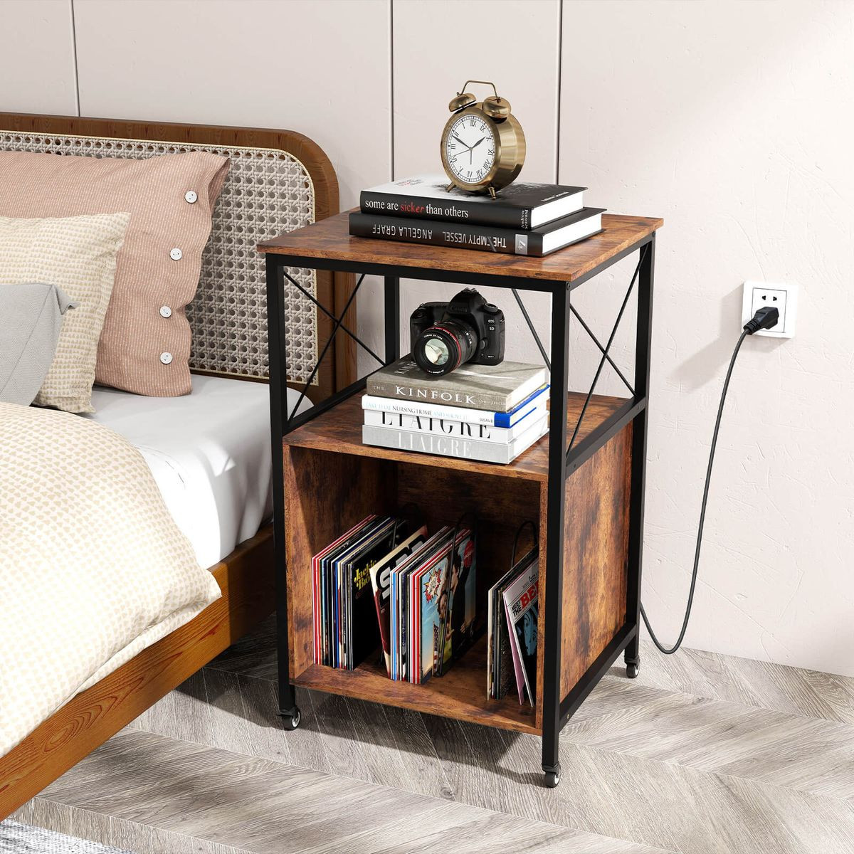 Mobile Record Player Stand with Power Cubby  product image