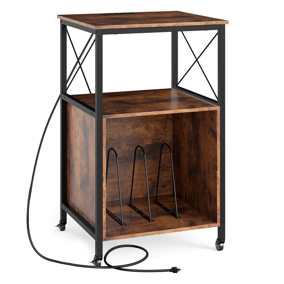 Mobile Record Player Stand with Power Cubby  product image