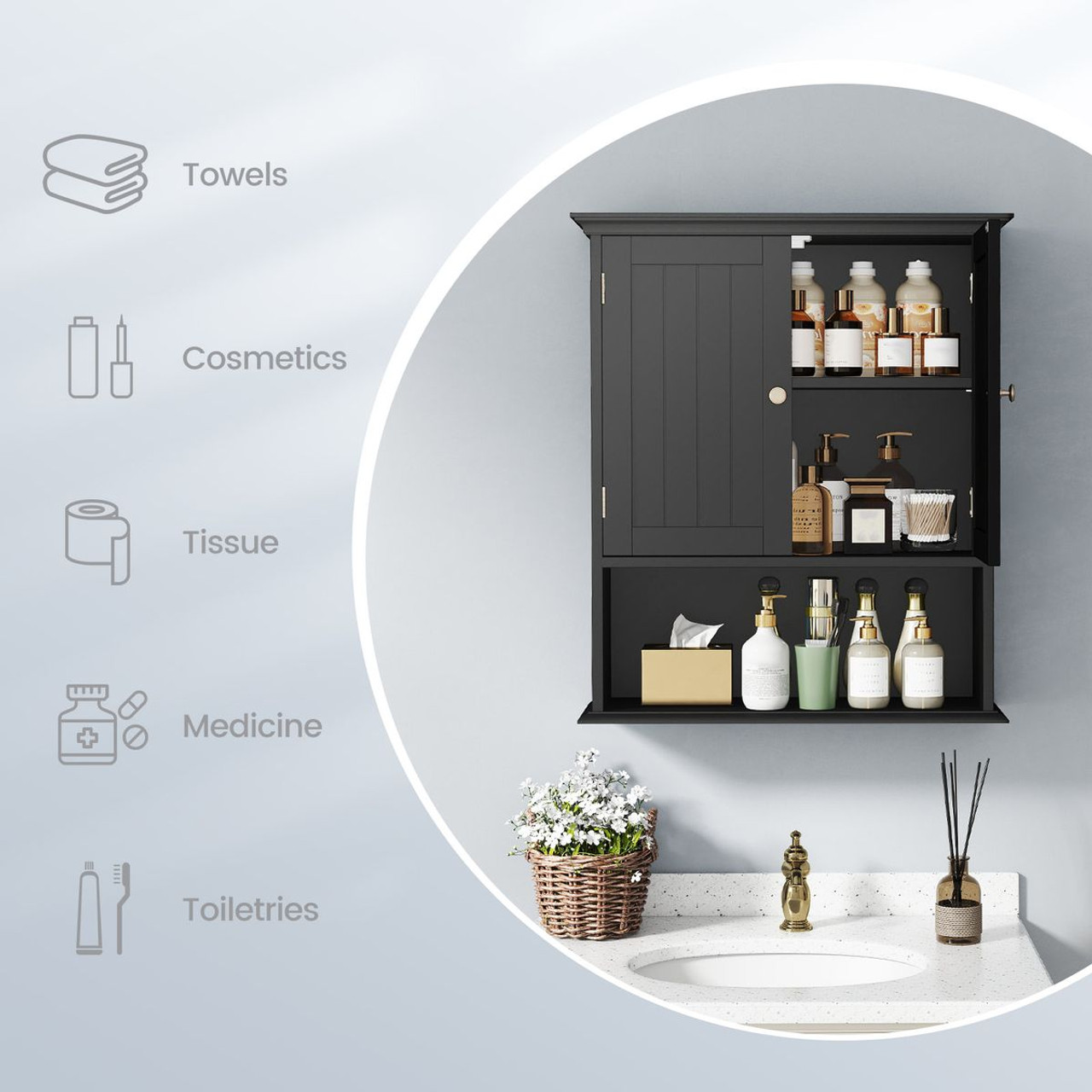 Wall-Mount Bathroom Cabinet Organizer  product image