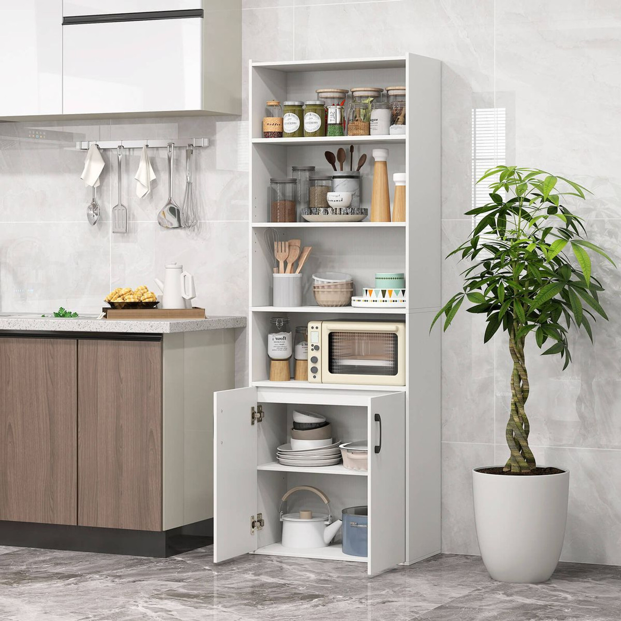  70" Bookcase with Adjustable Shelves with Cabinet  product image