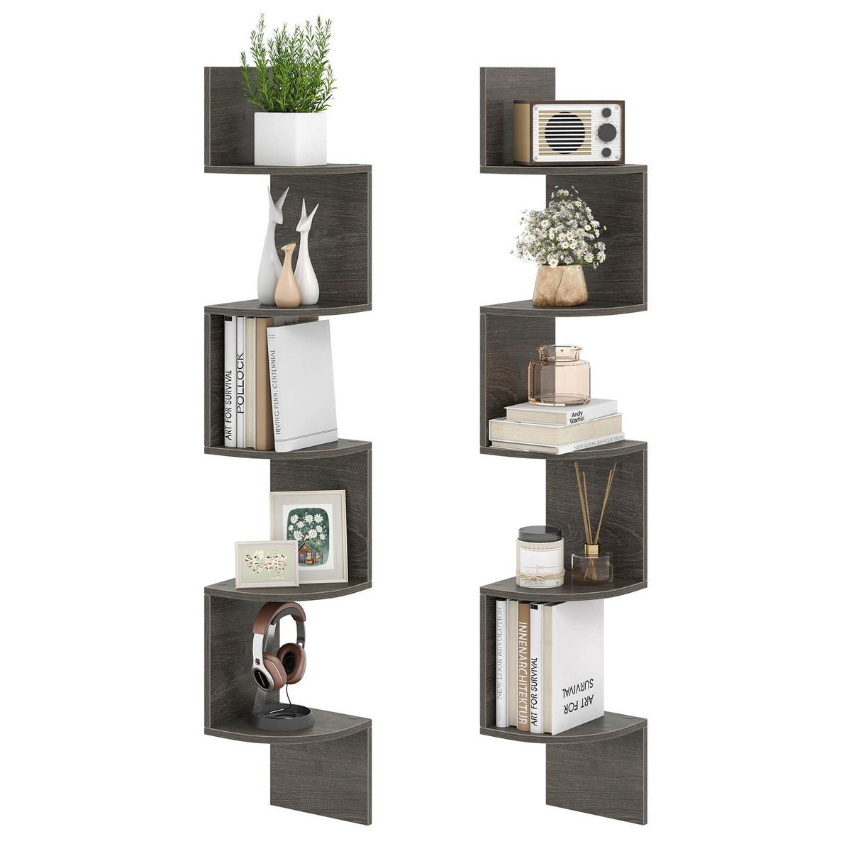  5-Tier Floating Corner Bookshelf with 90° Angle product image