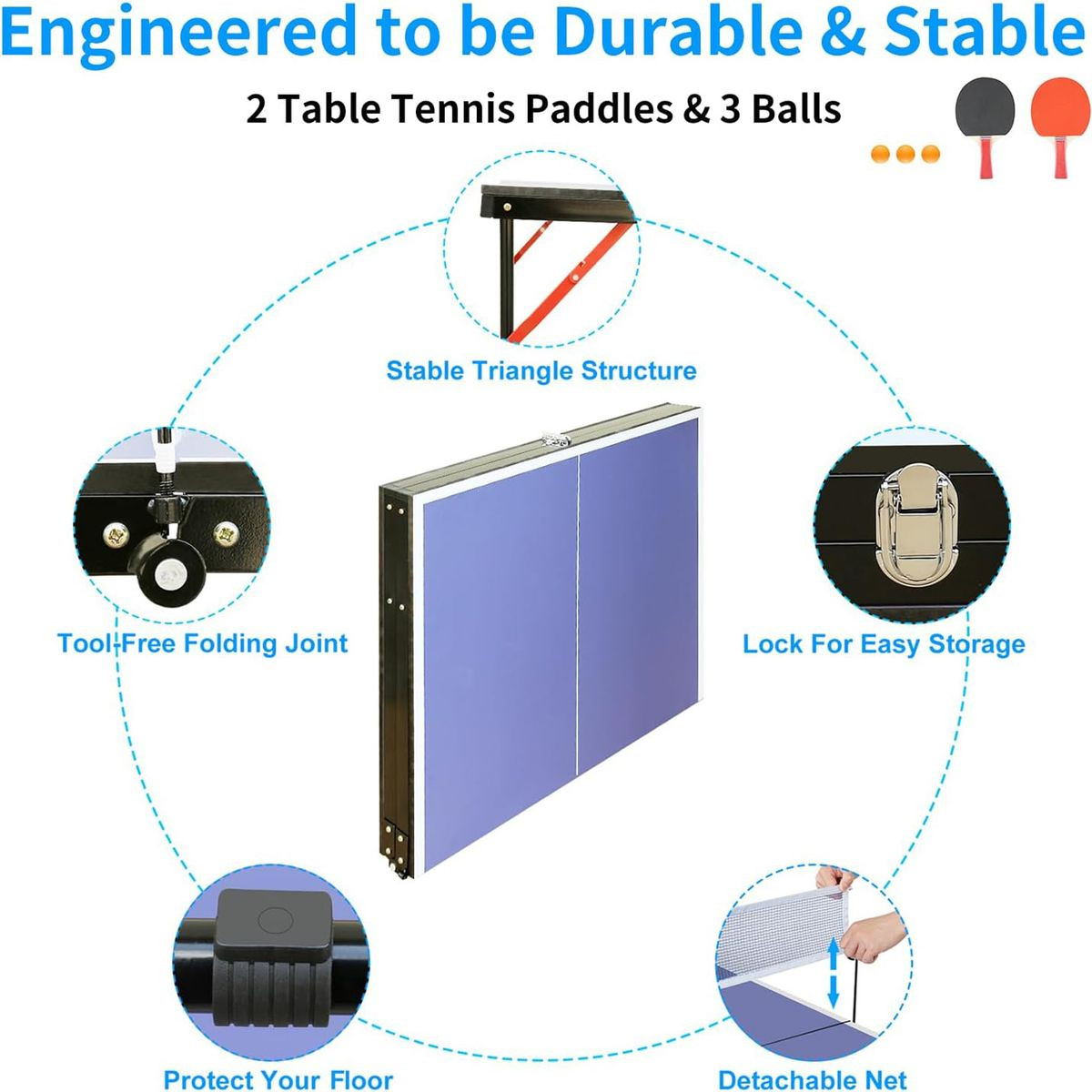 4.5-foot Foldable Ping Pong Table with Net product image