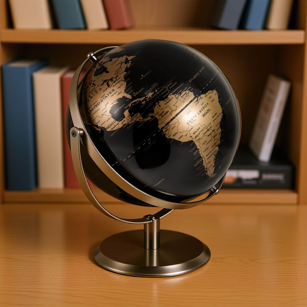 720° Rotating Metallic Black World Globe product image