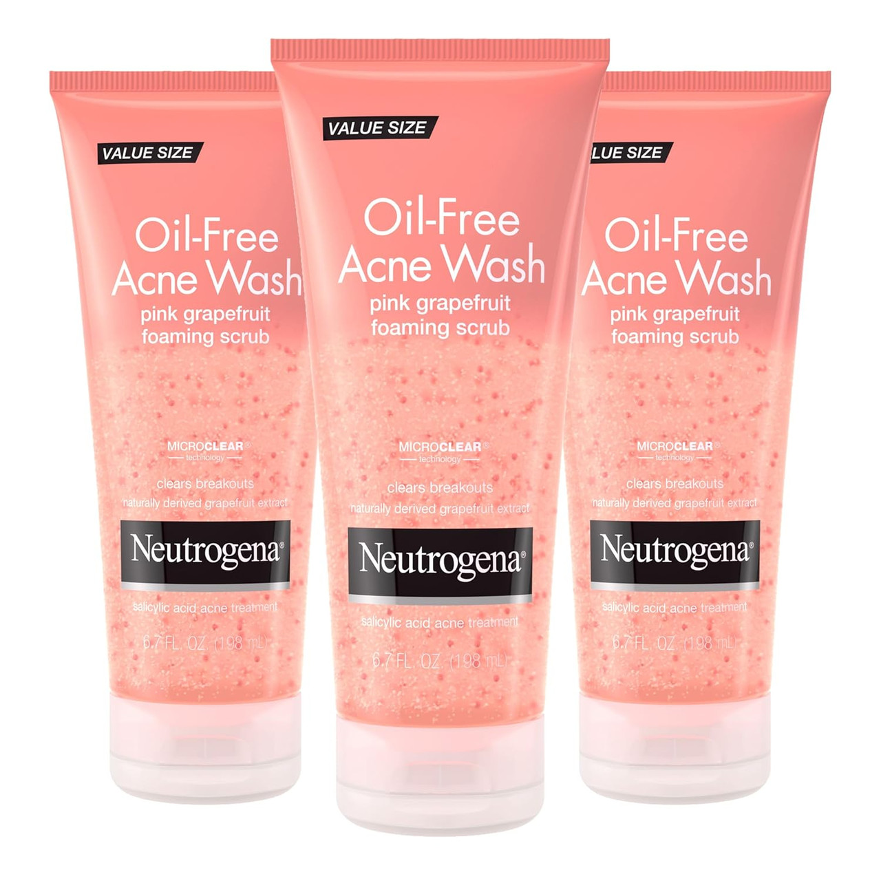 Neutrogena Oil Free Pink Grapefruit Acne Face Wash (3-Pack) product image