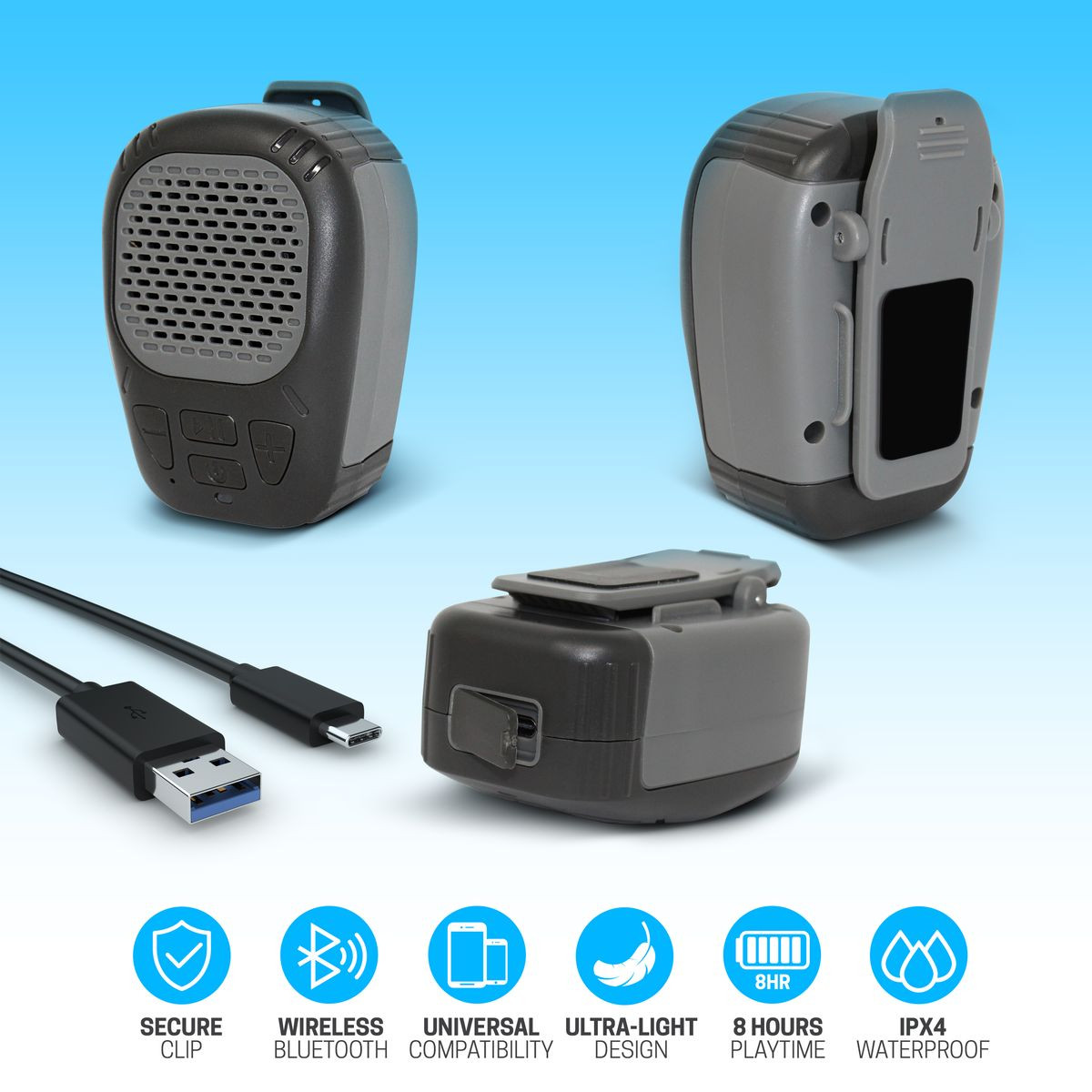 Universal Rugged Wireless Clip Speaker product image