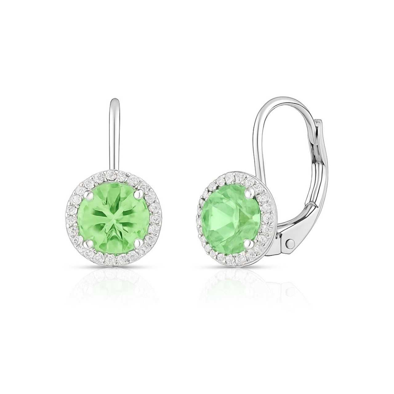 Elegant Green Gemstone Halo Drop Earrings product image