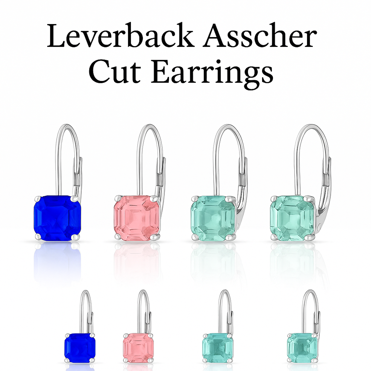 Leverback Asscher Cut Gemstone Earrings product image