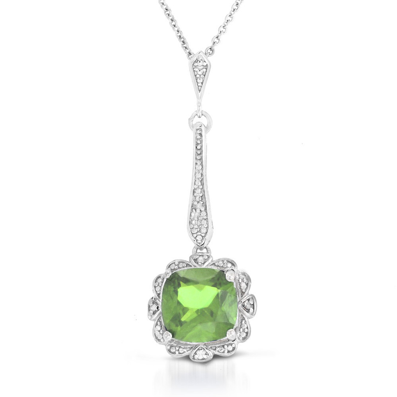 Cushion-Cut Vintage-Style Gemstone & Diamond Pendant product image
