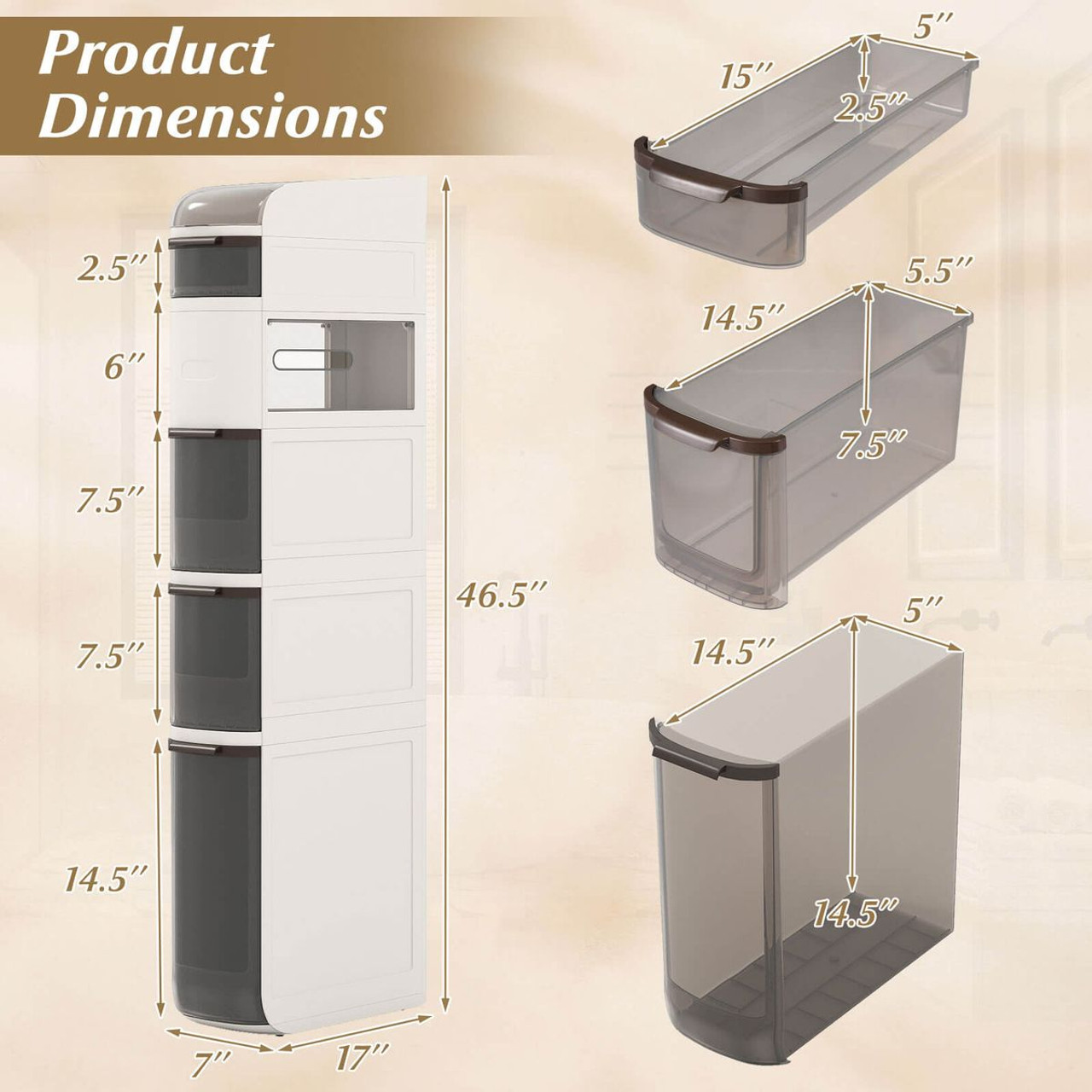 Narrow Bathroom Storage Cabinet product image