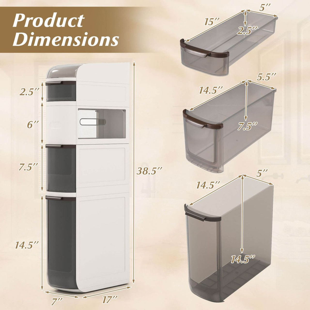 Narrow Bathroom Storage Cabinet product image