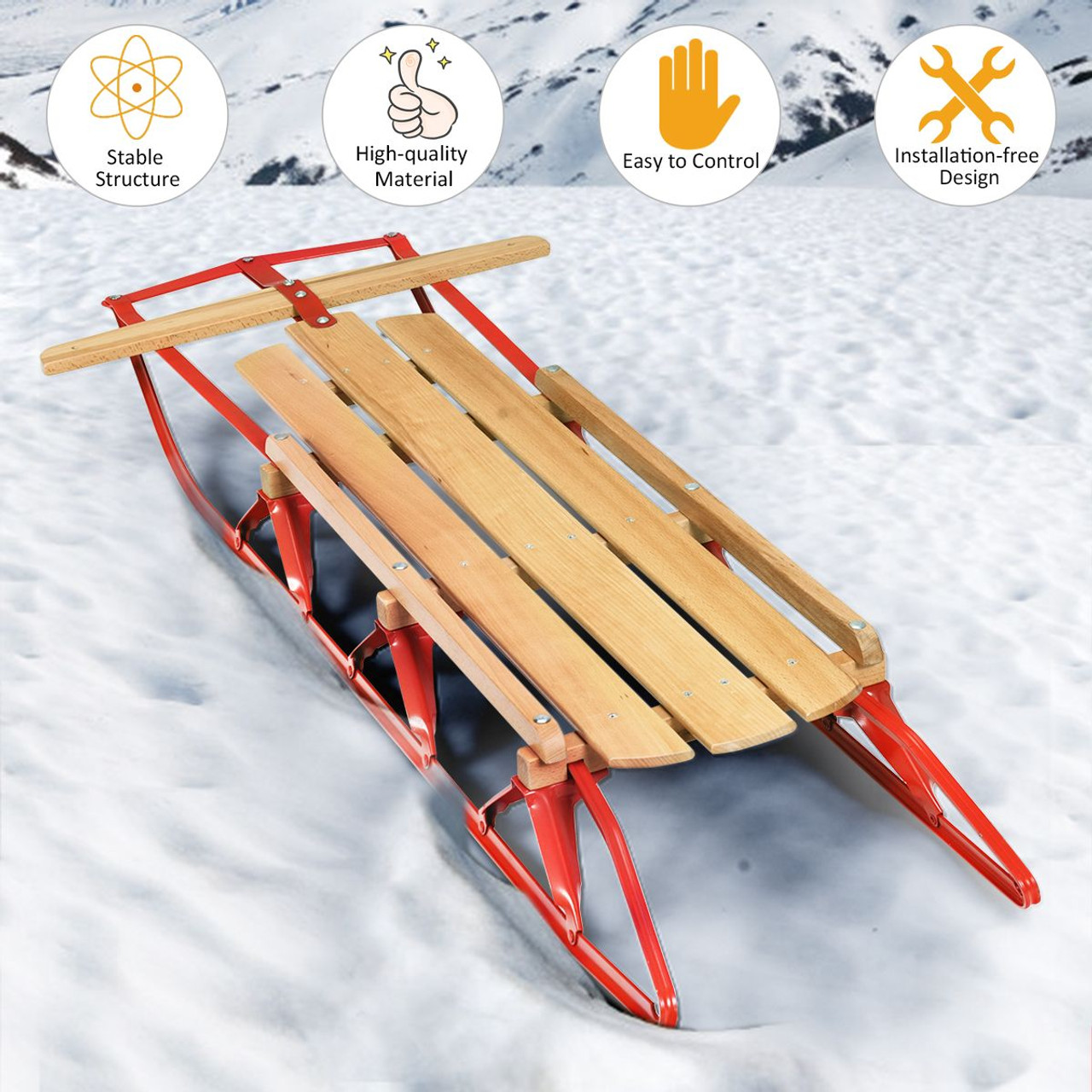 Classic Kids' 54" Wooden Snow Sled  product image